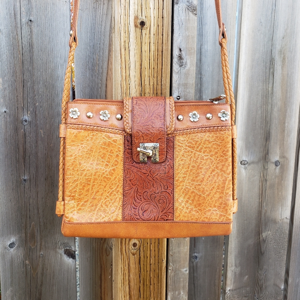 Vintage Marc Chantal Embossed Leather Crossbody Bag - Western Style Bag